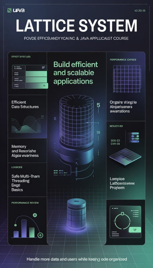 Lattice System course poster with technical diagrams and text on a dark background