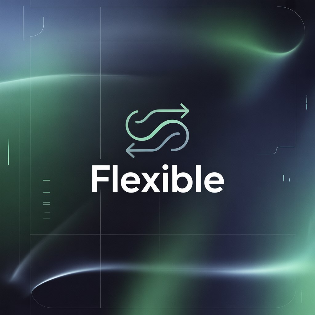 Logo of 'Flexible' on a dark background with green and blue gradients